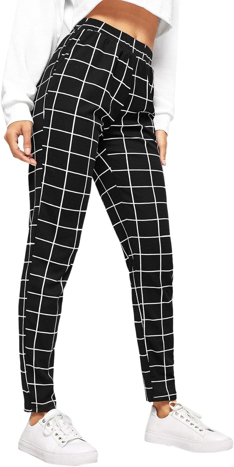 SweatyRocks Women's Casual High Waist Skinny Leggings Stretchy Work Pants at  Women’s Clothing store