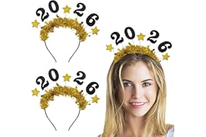 Threetols 2026 Happy New Year Star Headband Tiara for Women Man
