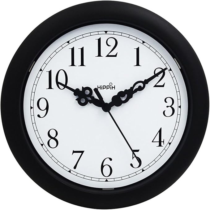 Hippih 10" Round Plastic Decorative Wall Clock(Black) Amazon.co.uk