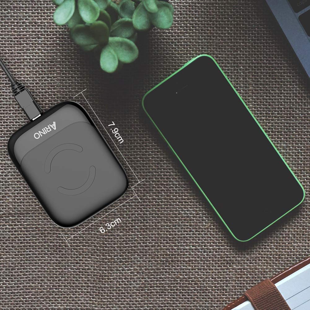 ARINO Wireless Charger Fast Wireless Charging Pad Portable QI Fast Wireless Charging Station Compatible for iPhone Xs/Xs Max/Xr/X/8/8 Plus Samsung Galaxy S9/S9 Plus and Other Qi Enable Devices