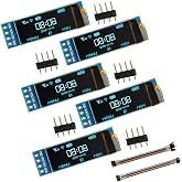 EPLZON 5 Pack 0.91 inch OLED IIC Display Module 128x32 Pixel Mini Self-Luminous Display Screen Board for Arduino Projects Raspberry Pi with Wire(Blue)
