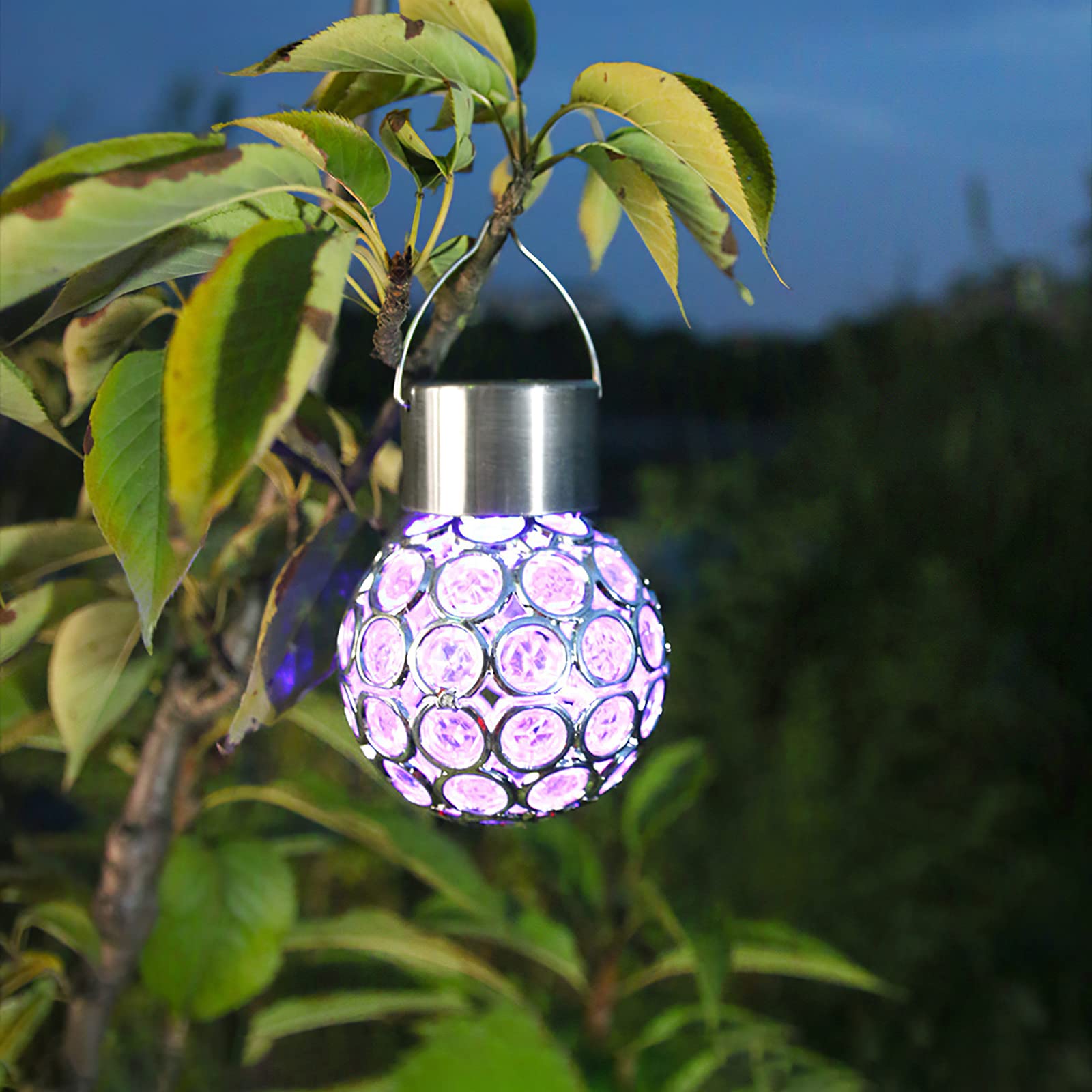 Solar Lantern Lights, Crystal RGB Hanging Garden Lights Decorative Ornament for Outdoor Patio Yard Porch Lawn Art Garden