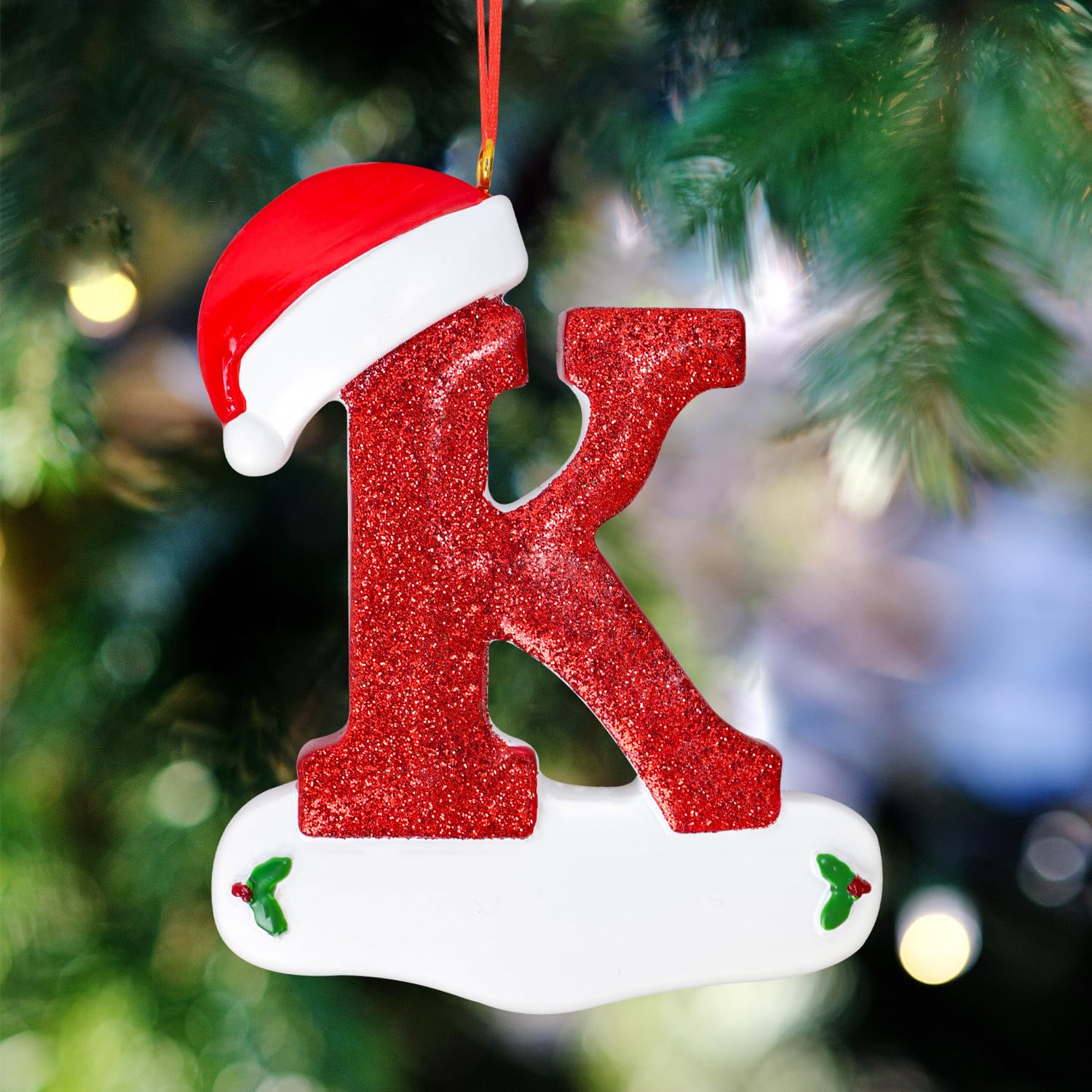 TOPWAYS 26 English Letters Christmas Tree Decorations, Christmas Alphabet Letter Pendant, Tree Hanging Ornament (K)