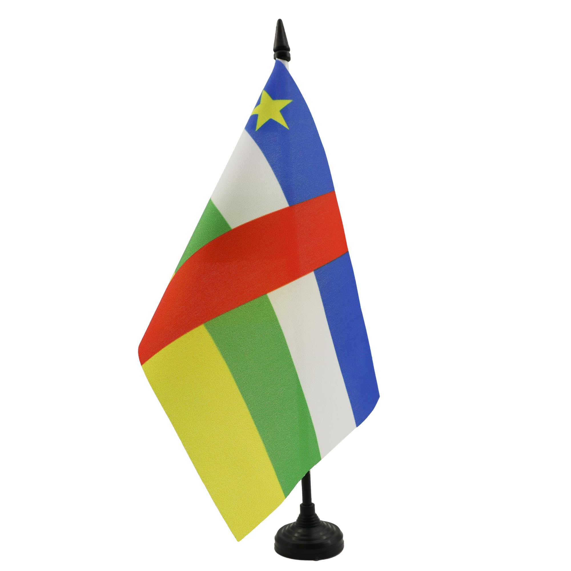 AZ FLAG Central African Republic Table Flag 5'' x 8'' - Central Africa Office Decoration 100% Polyester 21 x 14 cm - Mini Desk Flag with Pole and Black Plastic Base