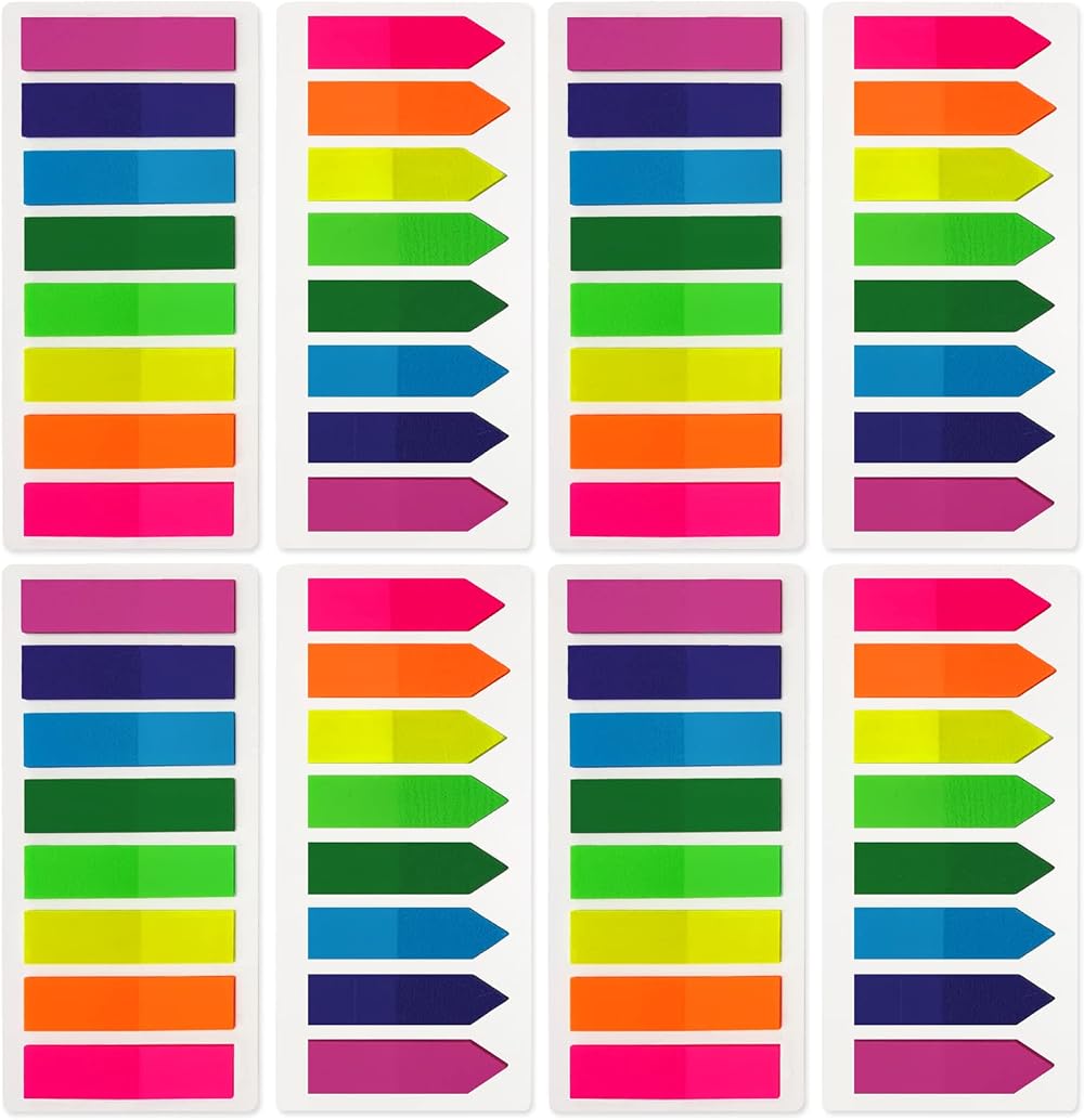 OWLKELA 1600pcs Sticky Tabs 8 Colour Index Flags Translucent Writable
