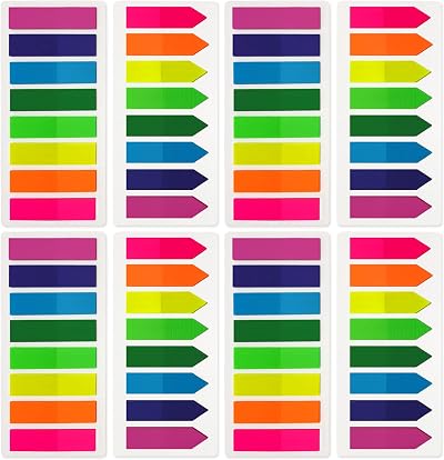 OWLKELA 1600pcs Sticky Tabs 8 Colour Index Flags Translucent Writable