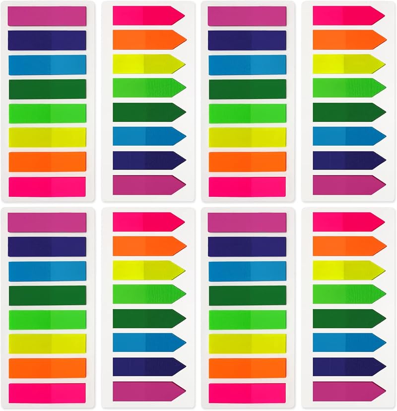 OWLKELA 1600pcs Sticky Tabs 8 Colour Index Flags Translucent Writable