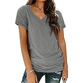 AUTOMET T-Shirts Short Sleeve V Neck Tees Tops for Women Fashion Trendy Lightweight Soft Casual Summer Outfits Clothes 2026