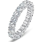 WES Moissanite Eternity Ring Wedding Band - 925 Sterling Silver Total 5.1cttw D Color VVS1 Lab Created Round Moissanite Ring Anniversary Engagement Stackable Rings, Size 4-11