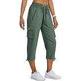 MoFiz Women's Cargo Capris Pants Loose Fit Casual Hiking Pants Lightweight Quick Dry Travel Summer Pants for Women