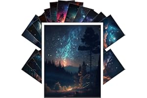PIXILUV Vintage Postcards (24 pcs 4"x6" each) Night Sky Star Gaze Watercolor Rural Scenery Vintage Postcards Book Illustrations Reprint