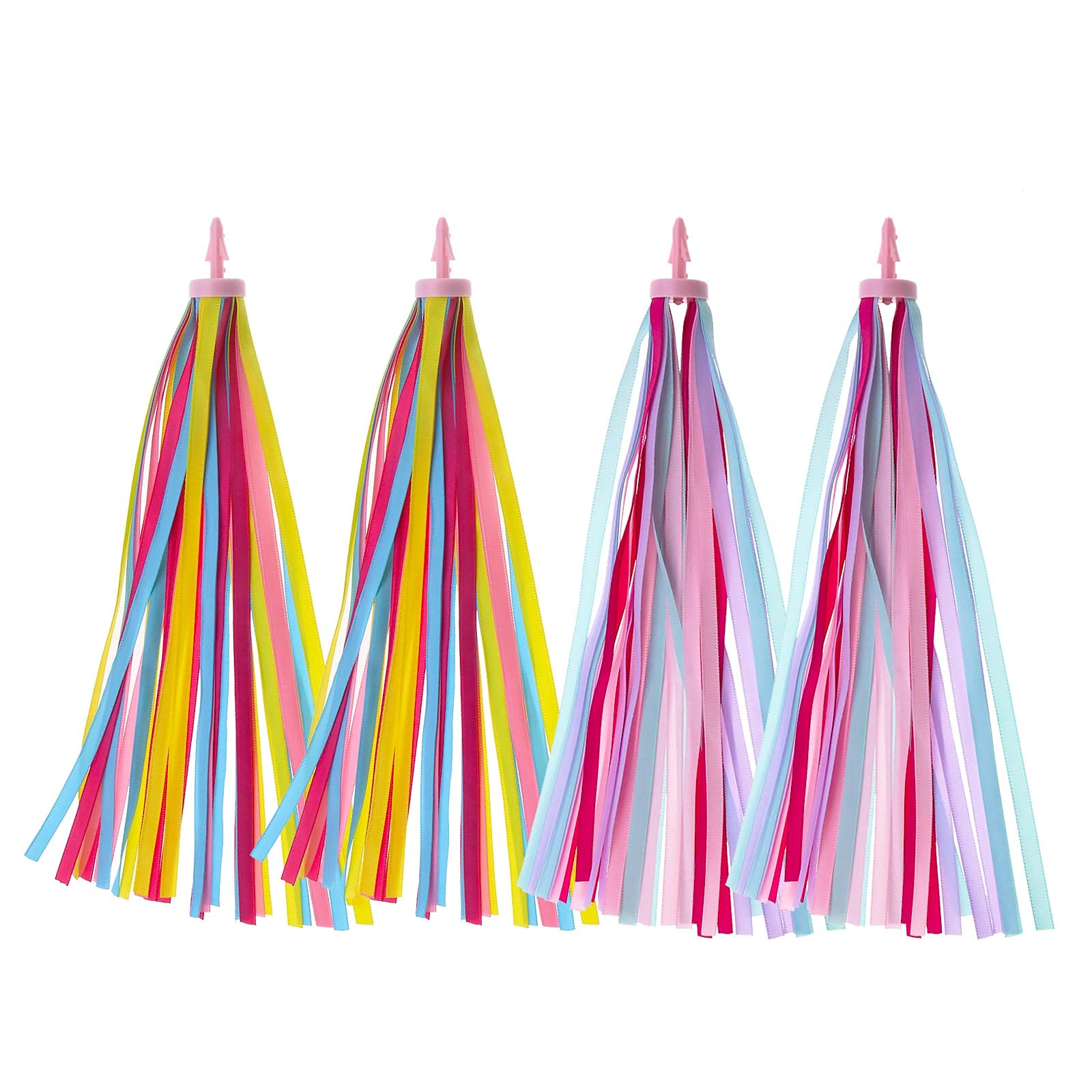 YINETTECH 2 Pairs Bicycle Streamers Purple Yellow Nylon Polyester for Kids Boys Girls Childen Scooters Bikes Tricycles Handlebars Grips