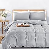 MOONLIGHT20015 Double Duvet Cover Set Silver Solid Soft Bedding 200x200 view 4