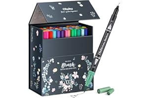 Ohuhu Marqueurs pour livres de coloriage pour adultes, sans bavure, 100 couleurs, marqueurs de coloriage à base d'eau, stylos