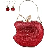 pearl&she Sparkly Apple Rhinestone Handbags Diamond Women Evening Bags Bling Minaudiere Clutch Crystal Purses For Party.