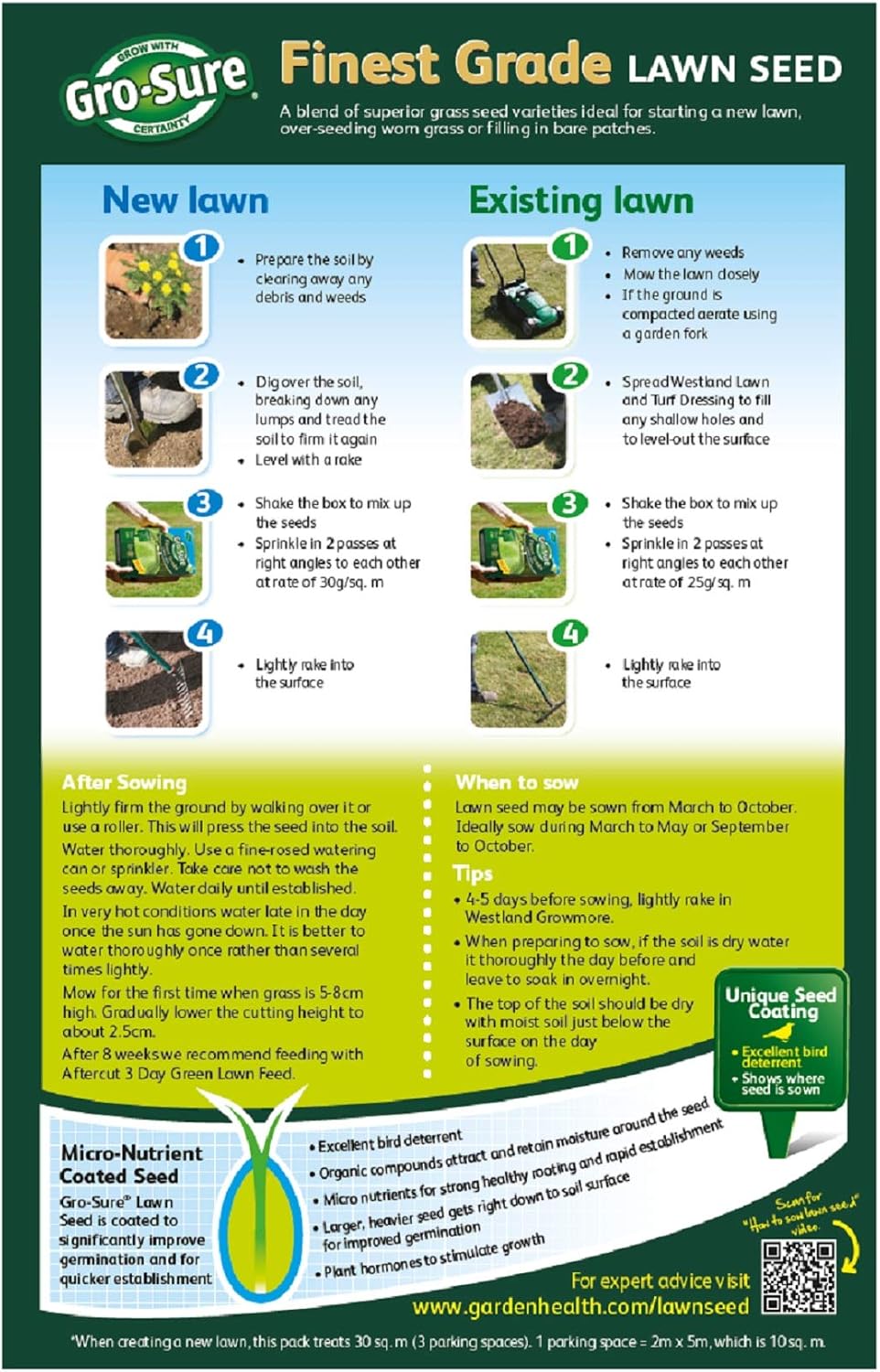 Gro-Sure Finest Lawn Seed, 30 m2, 900 g, Green - Image 3