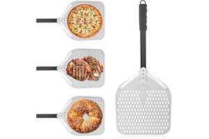 12 Inch Aluminum Pizza Peel, Perforated Metal Pizza Paddle with Nonslip Detachable Handle Easy Storage, Gourmet Luxury Pizza 