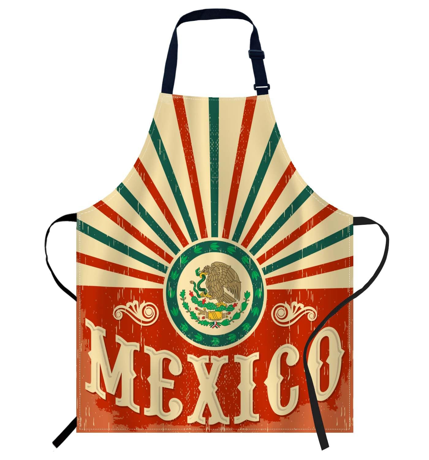 Smooffly Mexico Vintage Patriotic design Apron Adjustable Apron Cooking Kitchen Chef Women Men Aprons for Home Kitchen, Restaurant, Coffee House, Baking Gardening BBQ — image 1