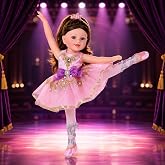 BABESIDE American 16 Inch Girl Ballerina Doll with Brown Hair, Blue Eyes | American Doll in Ballet Dress and Shoes, Hairstyling Play, Realistic Details, Complete Accessories, Gift for Kids Age 3+