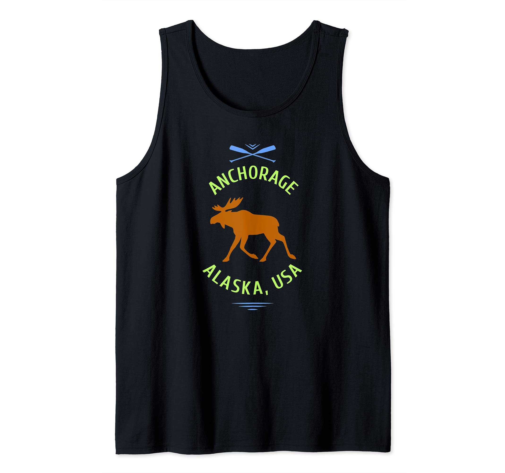 Anchorage Alaska Moose Design For Hiking Kayaking Souvenir Tank Top