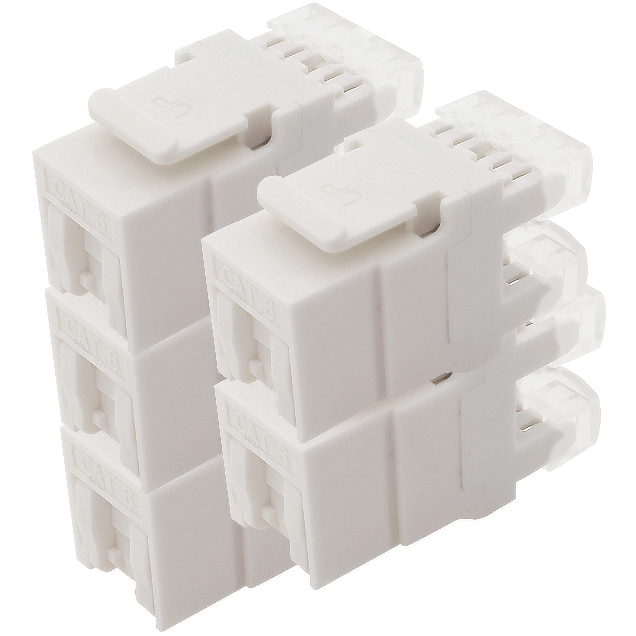 1aTTack.de Cat.6 Keystone insulation displacement terminal on RJ45 socket AWG 23 to AWG 26 dust protection compatible with Cat5 Cat6 Cat7 Cat8 White 5 pieces — image 1