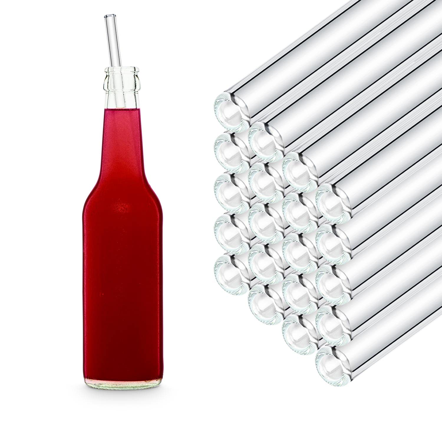 HALM Glass Straws - 50x 11 Inch Long Reusable Drinking Straws + Plastic-Free Cleaning Brush - Made in Germany - Dishwasher Safe - Eco-Friendly - Perfect for Bottles