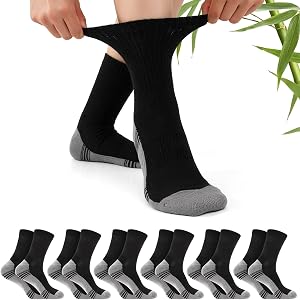 KKuSoxyy 6 Pairs Mens Viscose Bamboo Socks Moisture Wicking Breathable | Moisture Wicking Breathable Crew Socks Comfortable W