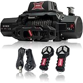 XYCLE 13,500 lb Recovery Winch,12V Electric Winch with 1/2&rdquo; x70 FT Synthetic Rope,IP68 Waterproof,Anti Slip Roller,All-Metal Housing,2 Wireless Remotes &amp; Wired Controller for Jeep,SUV,Truck &amp; Trailer