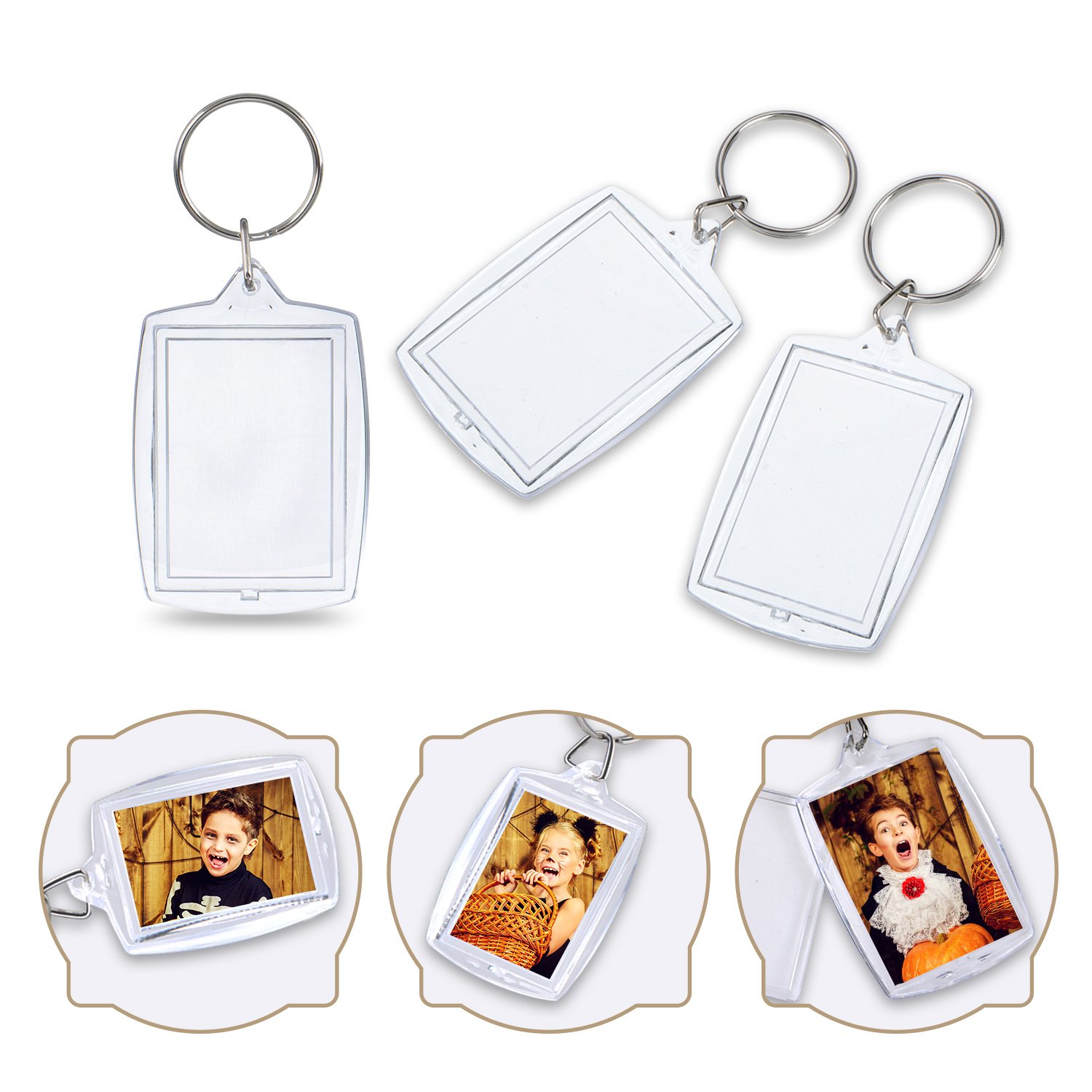 Photo Insert Keychain Acrylic Blank Keyrings Picture Frame Keyring