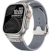 Luxury Watch Band for Apple Watch Ultra 3 2 Band 49mm 46mm 45mm 44mm, Men Rugged Silicone Rubber Sport Strap with Secure Metal Connector & Folding Clasp for iWatch Series 11 10 9 8 7 6 5 4 SE 3 2 1