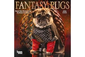 Fantasy Pugs | 2024 7 x 14 Inch Monthly Mini Wall Calendar | BrownTrout | Funny Animals Dogs