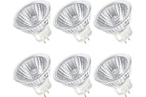 LACNOOE MR16 Halogen Bulb 50W Dimmable 12V GU5.3 Bi Pin Base Spotlight with Long Lifespan, 2700K Warm White MR16 Bulbs with Clear Glass Cover for Landscape, Track Lights, Fiber Optics, Desk Lamps, 6 Pack