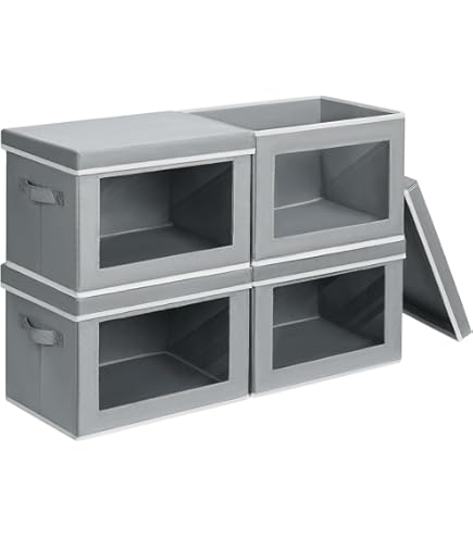 6 Pack Closet Storage Bins With Drawers - Clear Window Fabric Boxes, Stackable Foldable Organizers - View #7