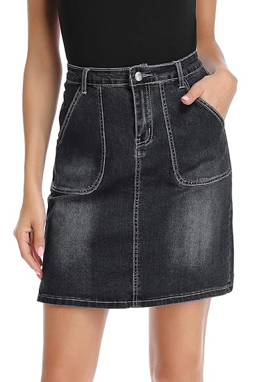black jean skirt amazon