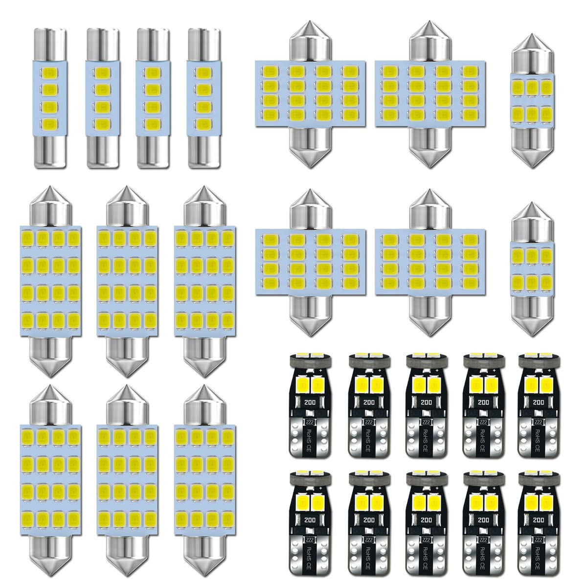 Photo 1 of EBAIFUN 26-Pack 6000K White 12V DE3175 6411 T10 2825 6612F 6615F 31mm 41mm LED bulb Kit for Car Truck Interior Map Dome Vanity Mirror Sun Visor Light Cargo Trunk Door Courtesy License Plate Light