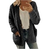 PIFAME Winter Coats For Women Fleece Jacket Warm Casual Coats With Pockets Long Sleeve Button Down Cardigans Sweaters