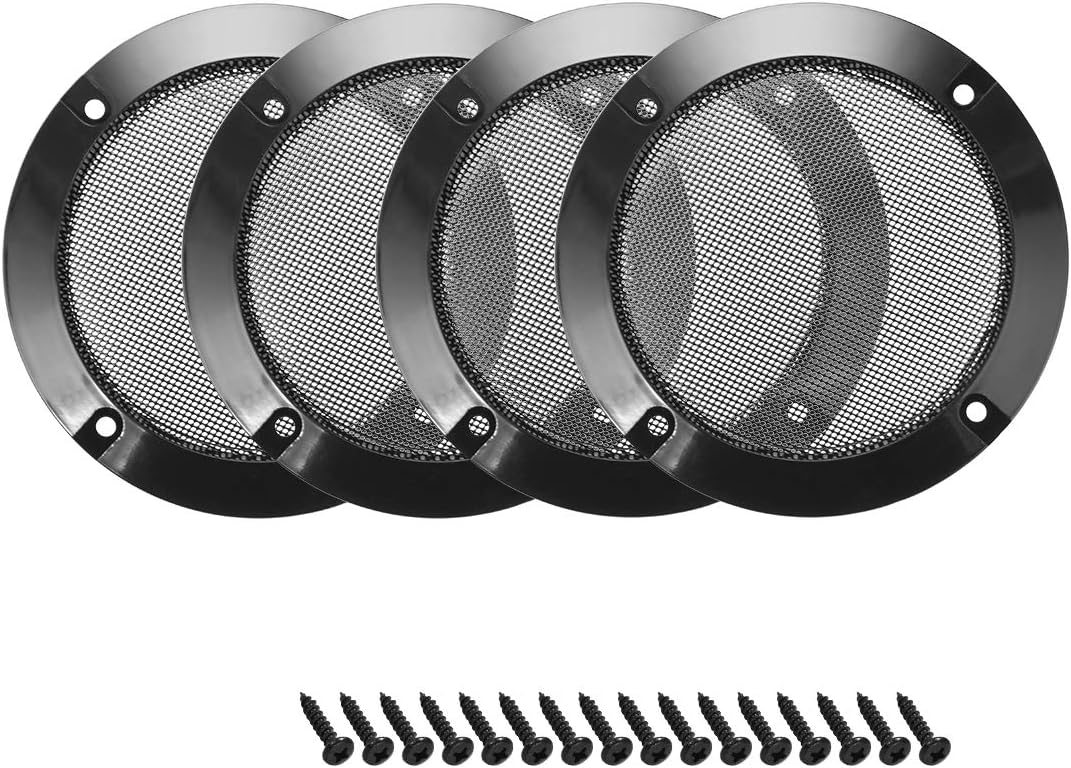 sourcing map 4pcs 2" Speaker Grill Mesh Decorative Circle Woofer Guard Protector Cover Audio Parts Black