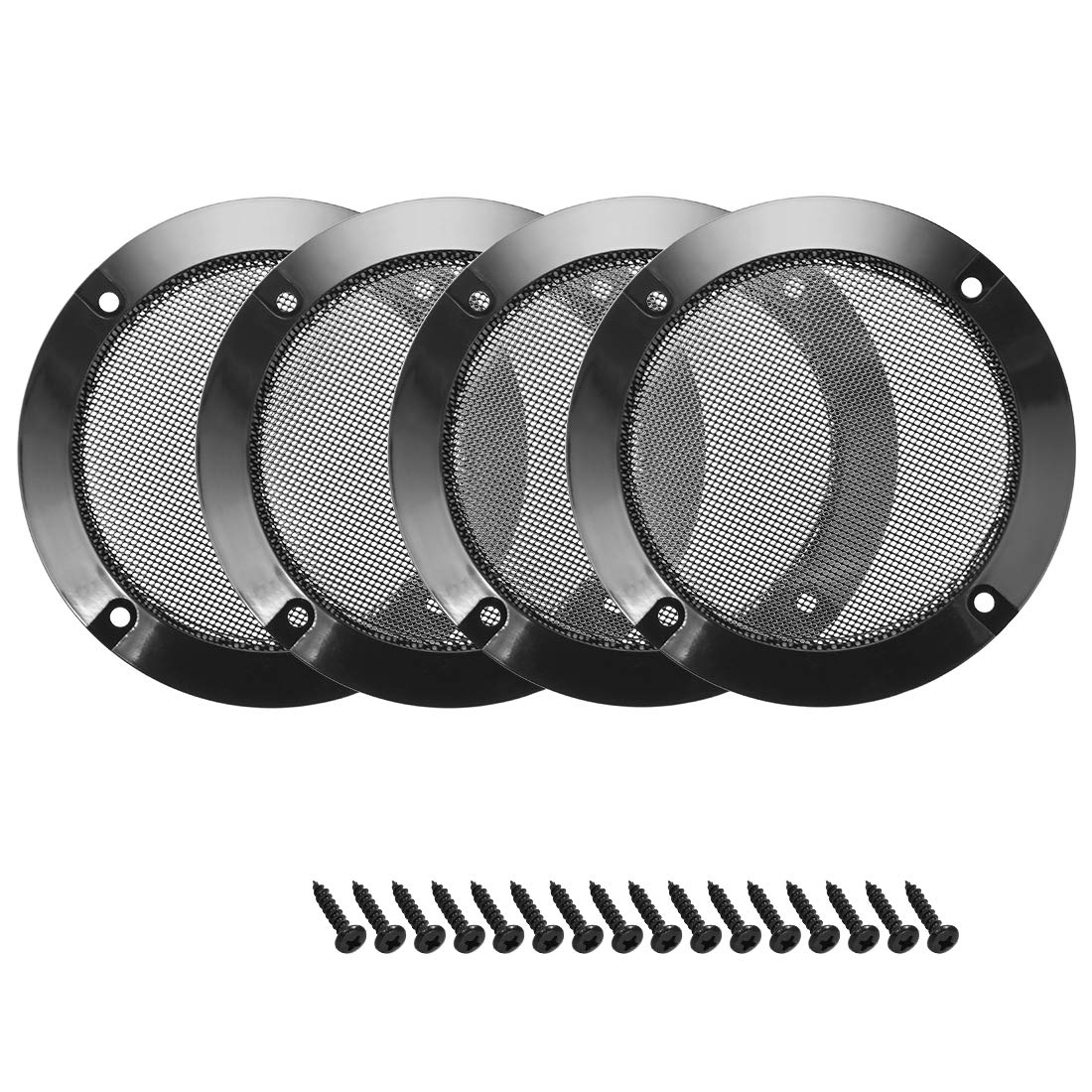 sourcing map 4pcs 2" Speaker Grill Mesh Decorative Circle Woofer Guard Protector Cover Audio Parts Black