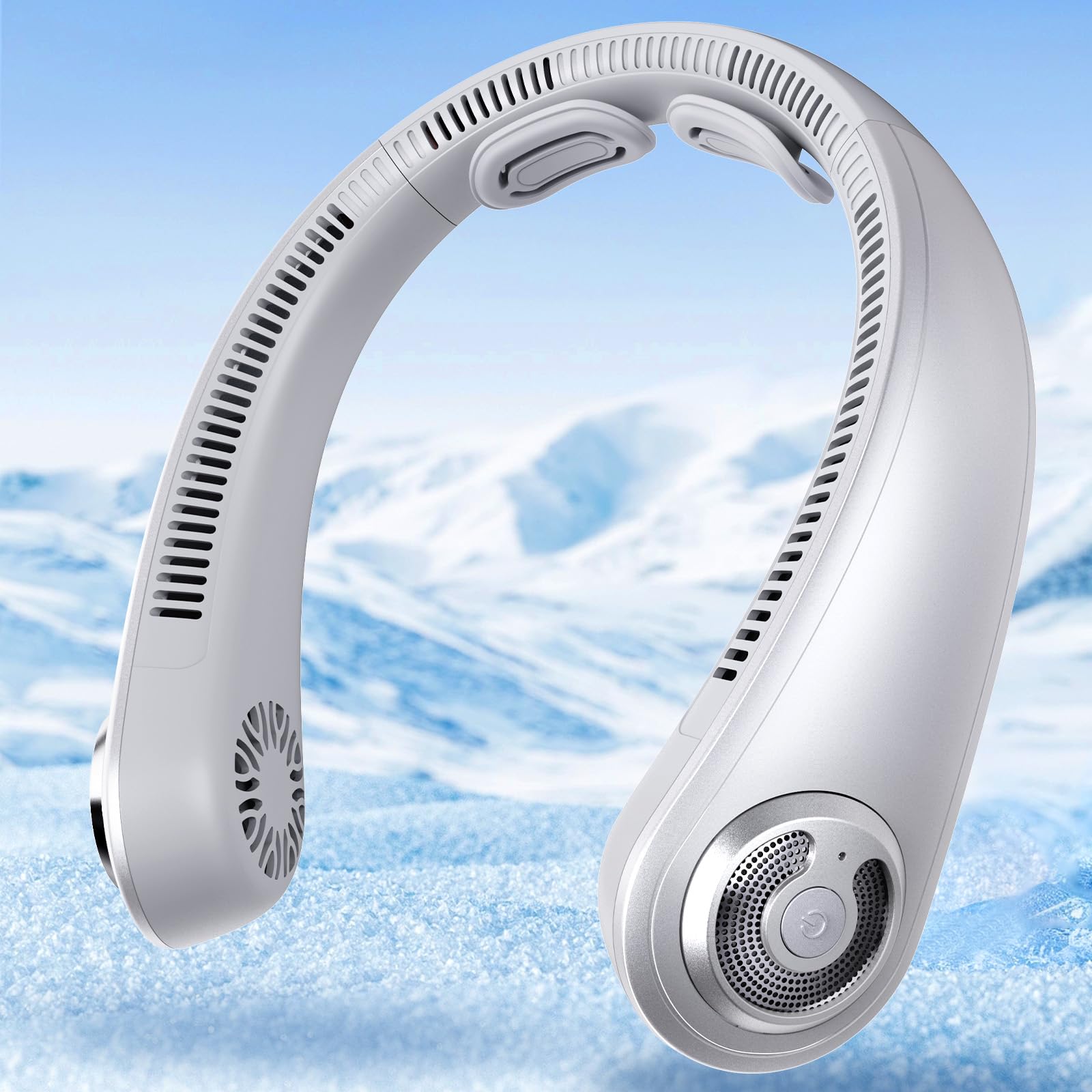 Photo 1 of AUIIAH Portable Lightweight Neck Fan, 5 Speeds, Neck Support, Valentine's Gifts for Men Women, USB Rechargeable Personal Bladeless Wearable Cooling Neck Fan for Hot Flashes, Disneyland, Travel