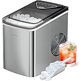Silonn Countertop Ice Maker Machine, 9 Ice Cubes Ready in 6 Mins, 26 lbs/24 Hrs, Self-Cleaning Portable Ice Maker with Scoop 