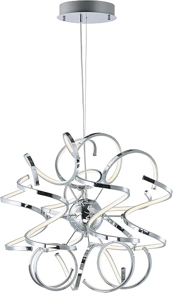 Amazon Com Et2 E Pc Chaos Modern Cork Screw Round Led Pendant Ceiling Lighting 12 Light 69 Watts 22 H X 24 W Polished Chrome Home Improvement