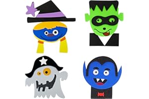 4E's Novelty Halloween Crafts for Kids (12 Pack) Bulk Foam Magnet Character Faces, Fall Crafts for Kids & Toddlers Ages 3-12
