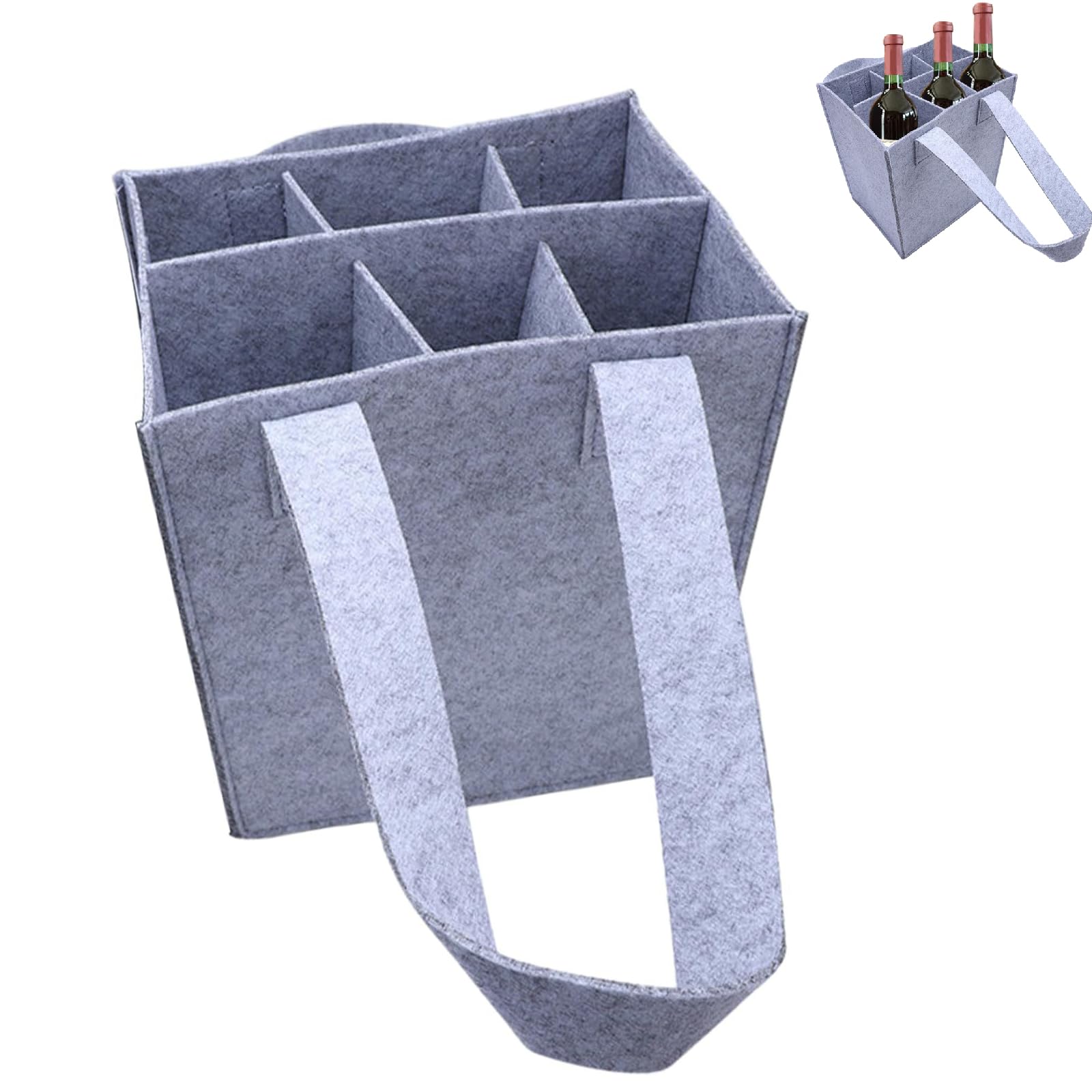 Bottle Bags for Wine Carrier - 6 Bottles Tote for Camping, Travel, Party, BBQ, Picnic - Felt Storage Bag for Protecting Motorhome Drinks and Water Bottles