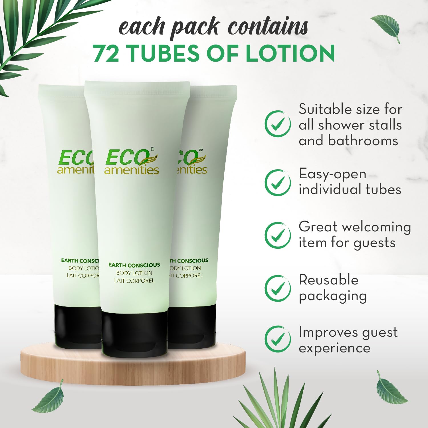 ECO amenities Transparent Tube Flip Cap Individually Wrapped 30ml Body Lotion, 72 Tubes per Case by ECO Amenities