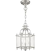 Livex Lighting 4403-91 Home Basics 3 Light Brushed Nickel Hanging Lantern or Flush Mount Chandelier with Clear Beveled Glass