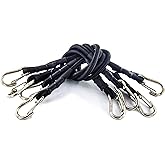 Bungee Cords Elastic Straps with Hooks Lightweight Duty Bungee Cord (18 inch x 4 Pack, Black)