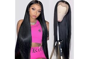 mengkai 30 Inch Straight Lace Front Wigs Human Hair Pre Plucked Bleached Knots 13x4 HD Lace Front Wigs Human Hair 180% Density Lace Frontal Wigs Human Hair with Baby Hair Glueless Wigs