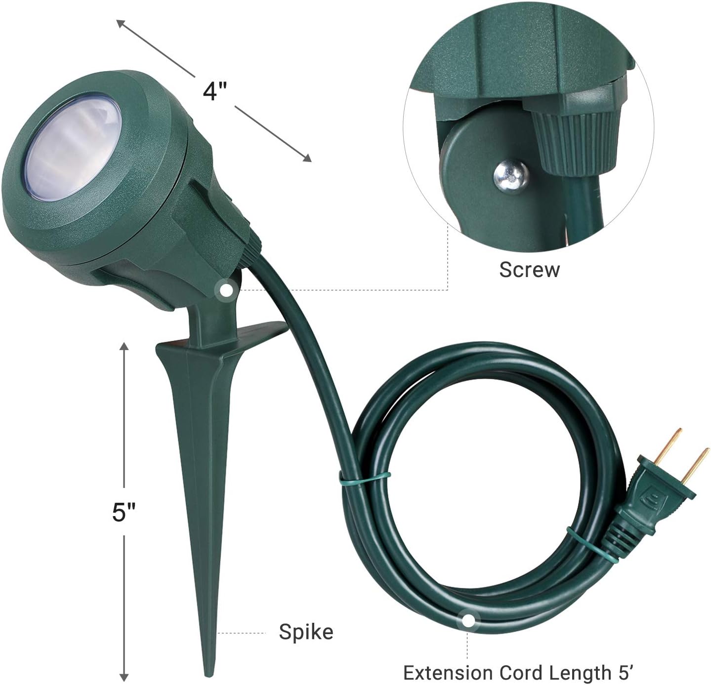 DEWENWILS Outdoor Halloween Spotlight Stake Plug in, 400lm LED Waterproof Landscape Flag Floodlight Spike with 3 Lenses (Red Yellow Green) for Tree, Yard Garden Decor, 5 FT Extension Cord, UL Listed - - 