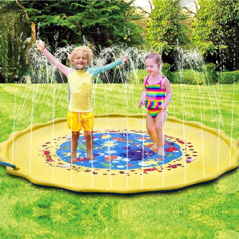 POKONBOY 68" Water Sprinkler for Kids, Sprinkler Pad & Splash Play Mat Water Toys for Boys Girls Kids Toddler Outdoor Pool Toys