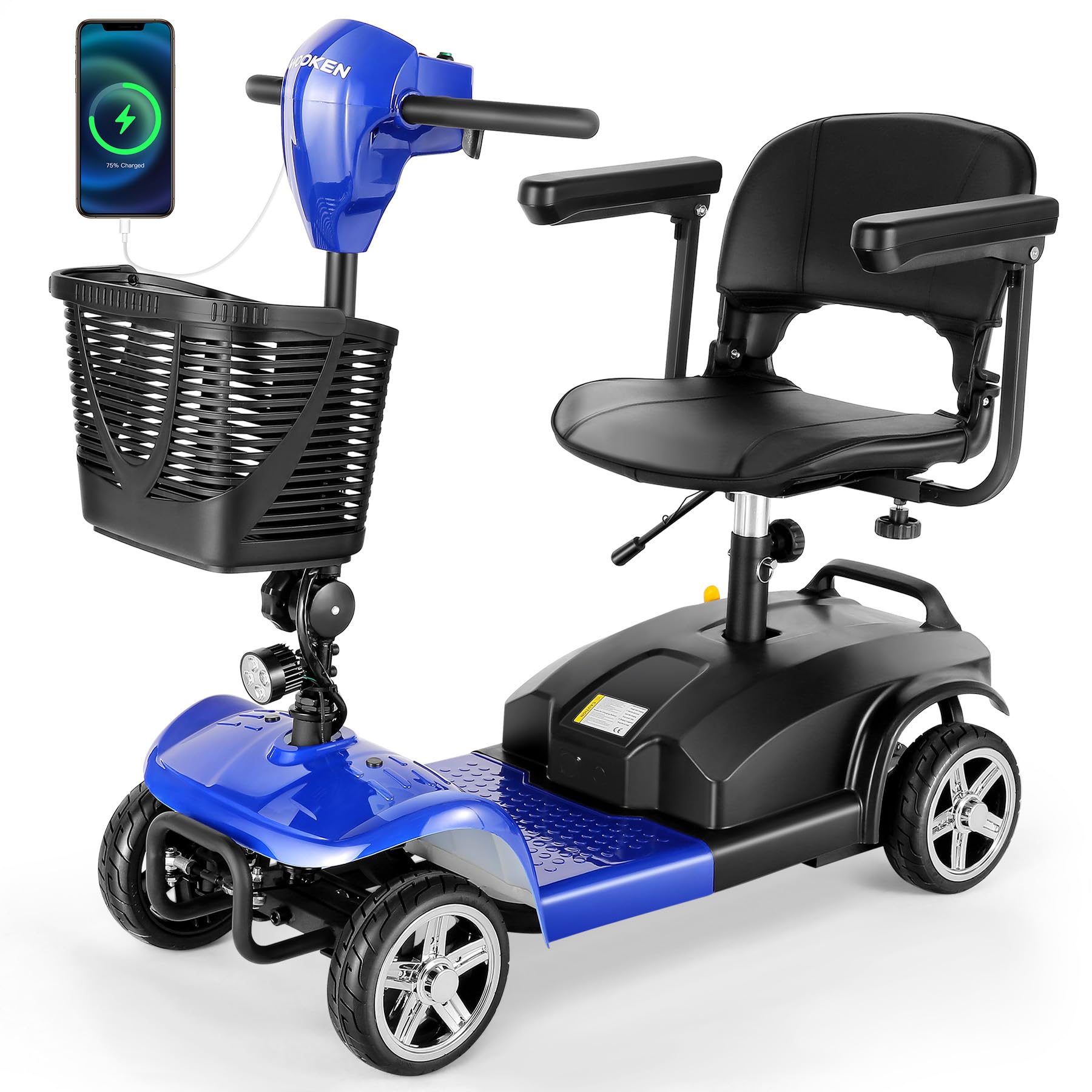 Photo 1 of Wooken Mobility Scooters for Seniors, Adults, 4 Wheels Foldable Powered Mobility Scooter 264 lbs All Terrain, Compact Heavy Duty Electric Powered Wheelchair with Seat for Travel, Smart Safety System